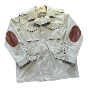 Eddie Bauer Beige Field Jacket with Brown Elbow Patches